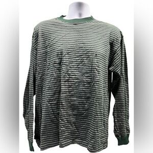 Gap men’s long sleeve tee Hunter green and gray striped size medium NWT